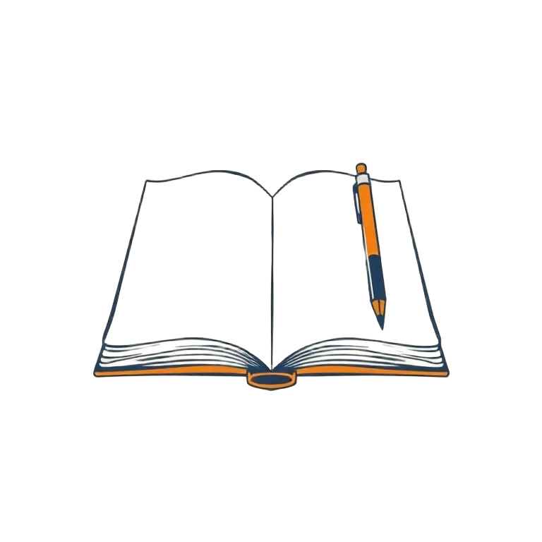 Open notebook with pen illustration
