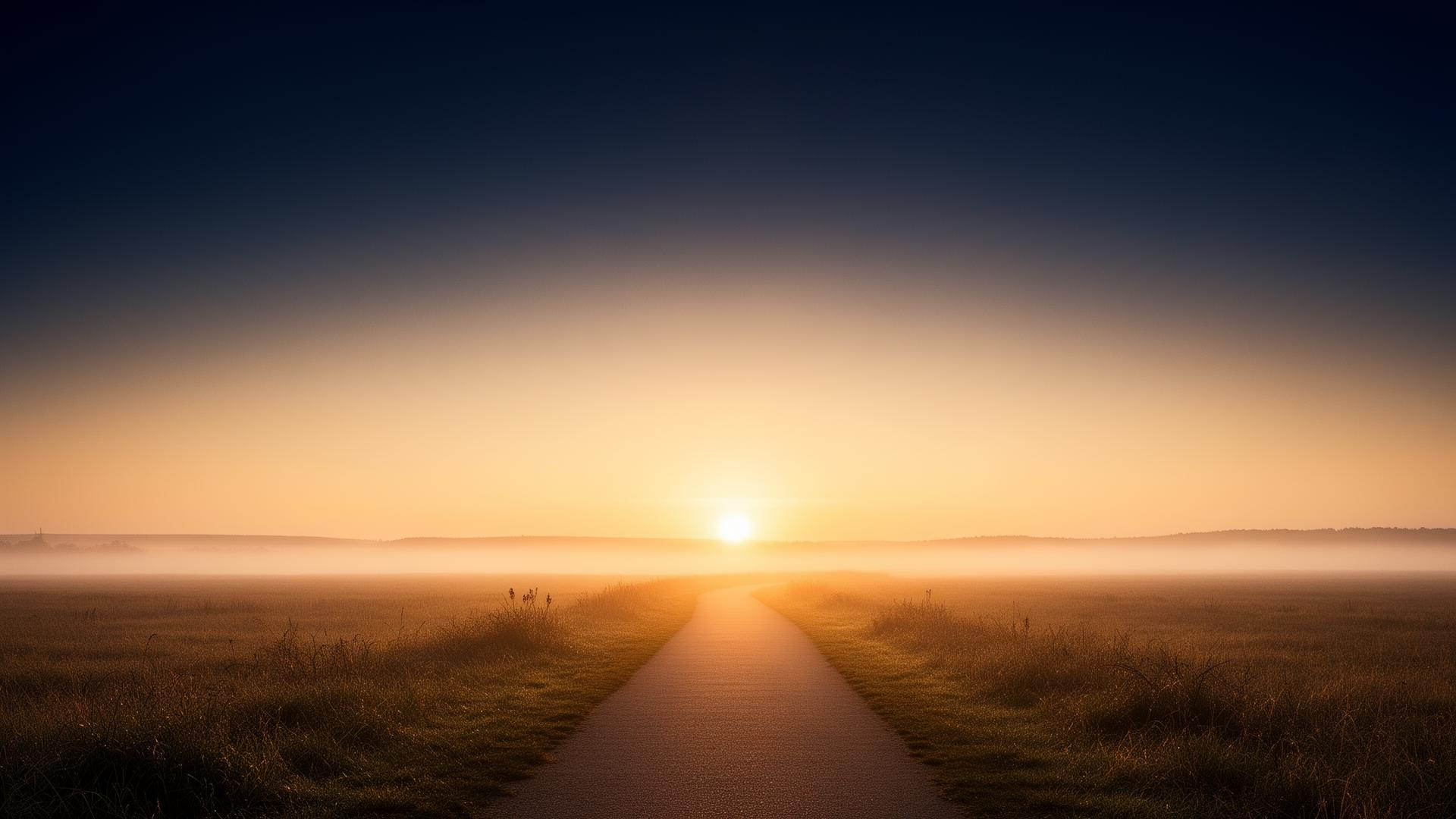 A quiet sunrise over an open path leading forward